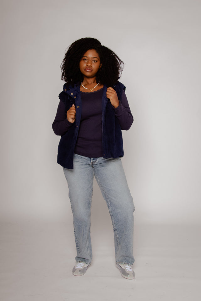 Reversible Nylon Vest Navy