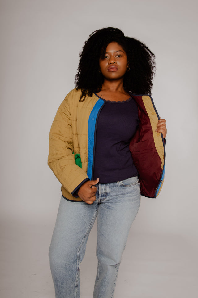 Color Block Light Padded Reversible Jacket Women's Tops Outerwear Bobo Choses