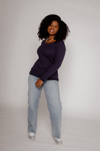 Cali Pointelle Tee Navy Women's Tops Bibico