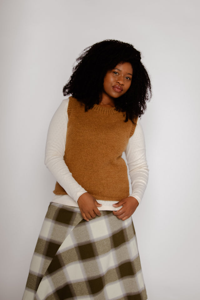 Heather Hand Knitted Vest Bronze Women's Tops Bibico