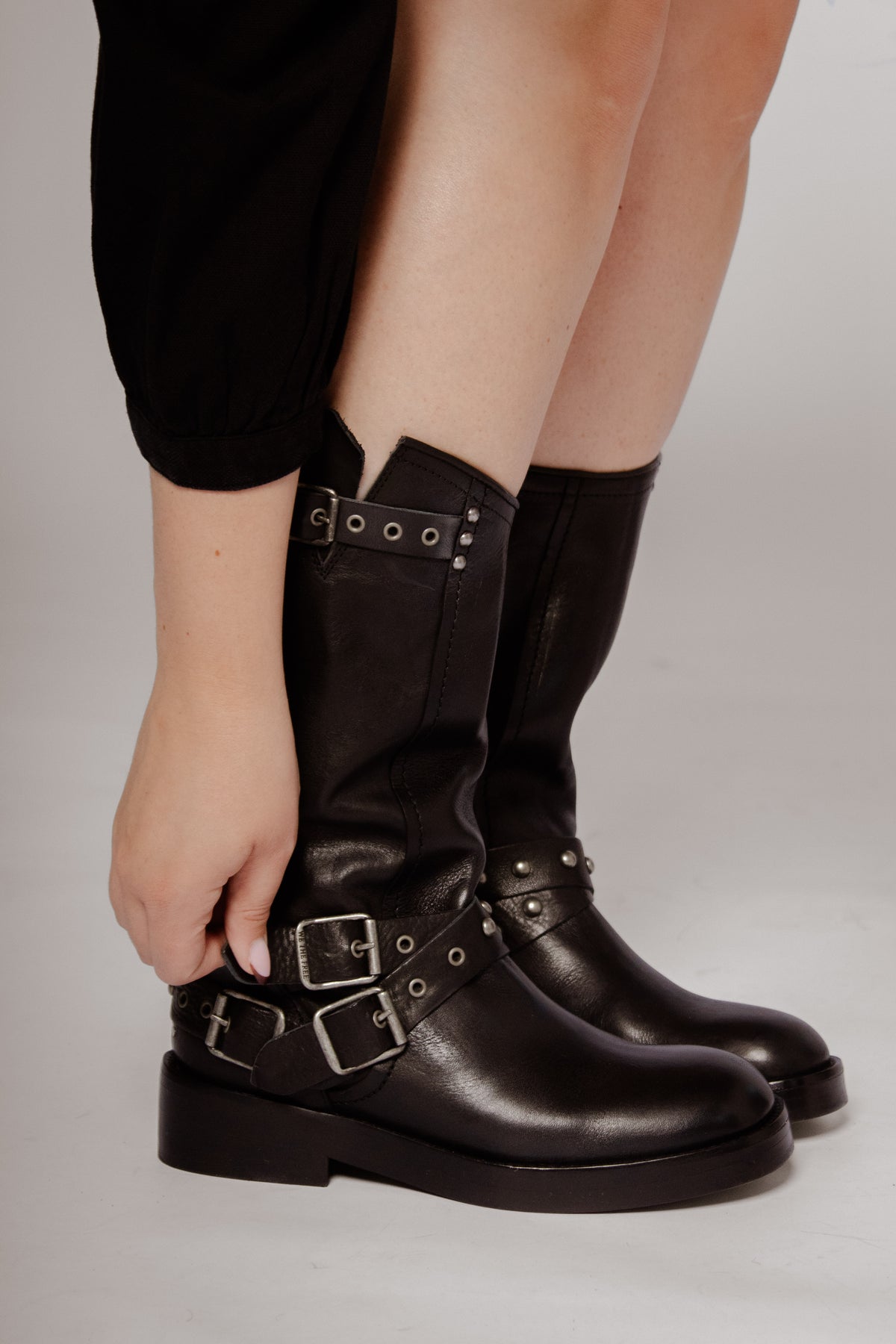 We The Free Janey Engineer Boot Black Women's Boots Free People