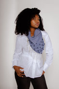 Stripe Embellished Scarf Ink Blue Gifts + Accessories Theo
