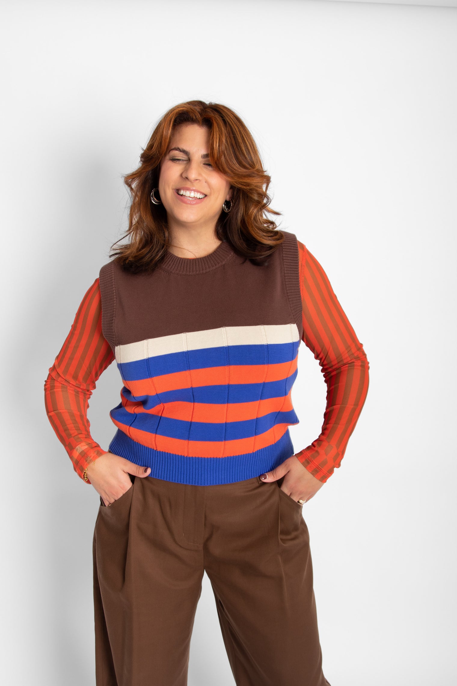 Sherry Knitted Vest Multicolor Women's Tops Thinking Mu