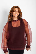 Organza Sweatshirt Red Women's Tops Esthé