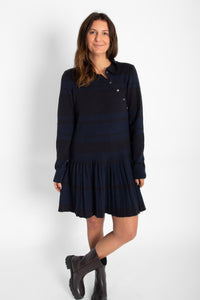 Dark Stripes Tashi Knitted Dress Black Women's Dresses Thinking Mu