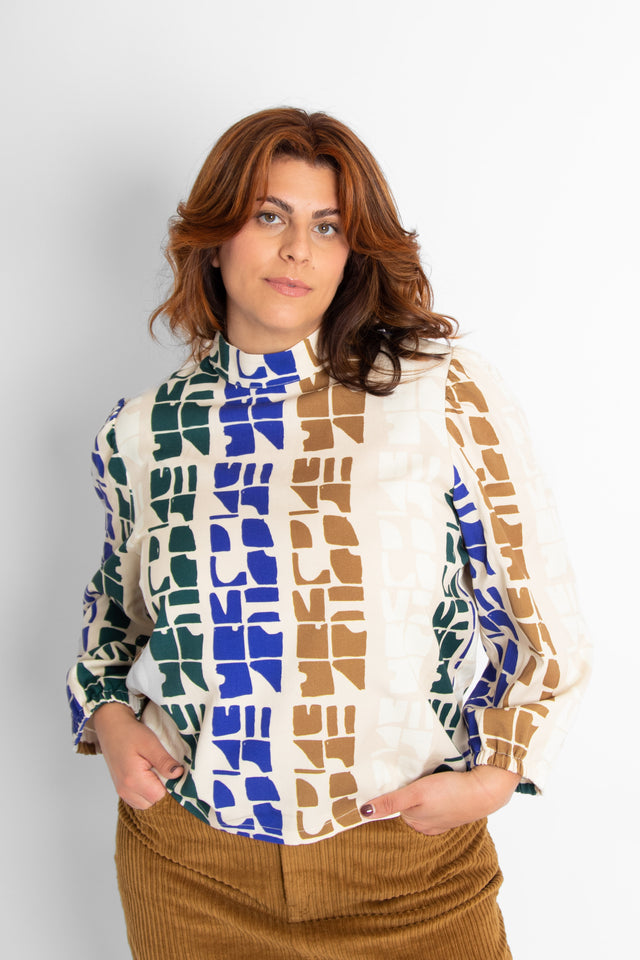 Connie Top Blue Totem Women's Tops Eve Gravel