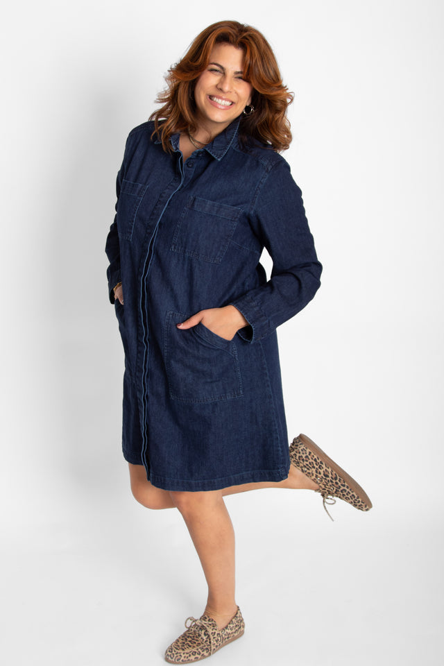 Ocean Shirt Dress Heavy Denim Women's Dresses Bibico