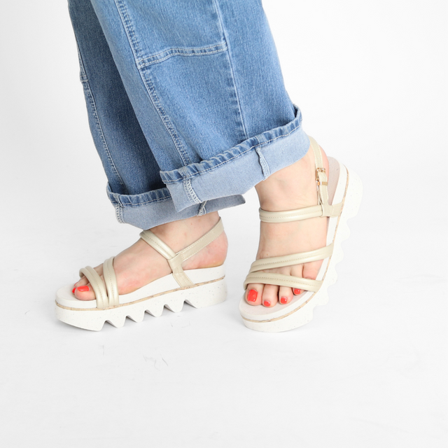 Carolyn White Gold Women's Sandals Platforms Bussola