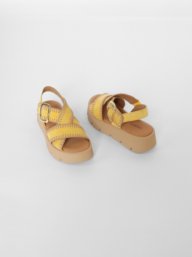 Stitched Sandalia Yellow Women's Sandals Platforms Gabor
