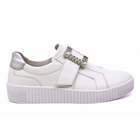 Brilliant Sneaker White Pebbled Leather Women's Sneakers Gabor    