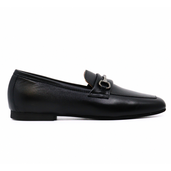 Cannes Black Leather Women's Shoes Loafers Ateliers    