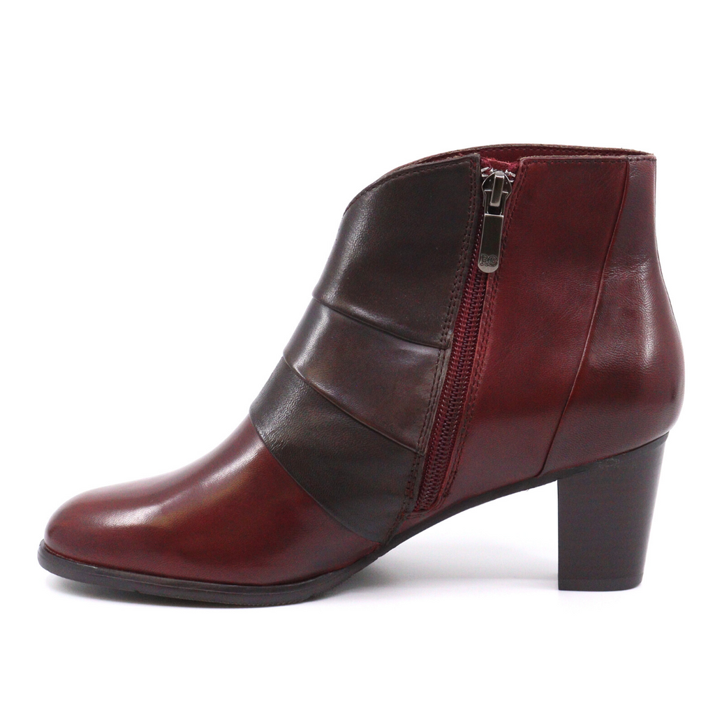 Women's fall heeled leather bootie SONIA GLOVE SANGRIA by REGARDE Le CIEL