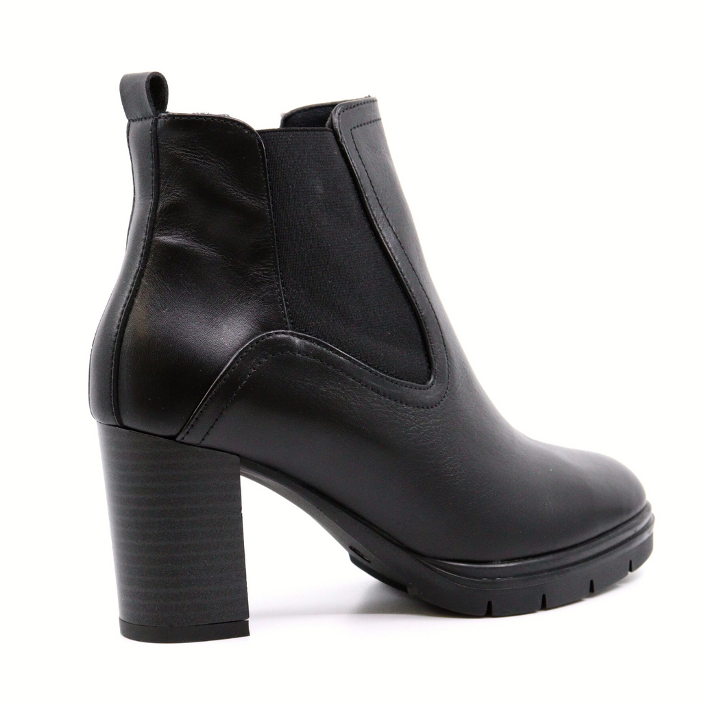 Women's black heeled bootie RUBY BLACK LEATHER by ATELIERS