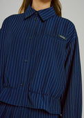 Neo Pinstripe Short Shirt Navy Women's Tops Norr
