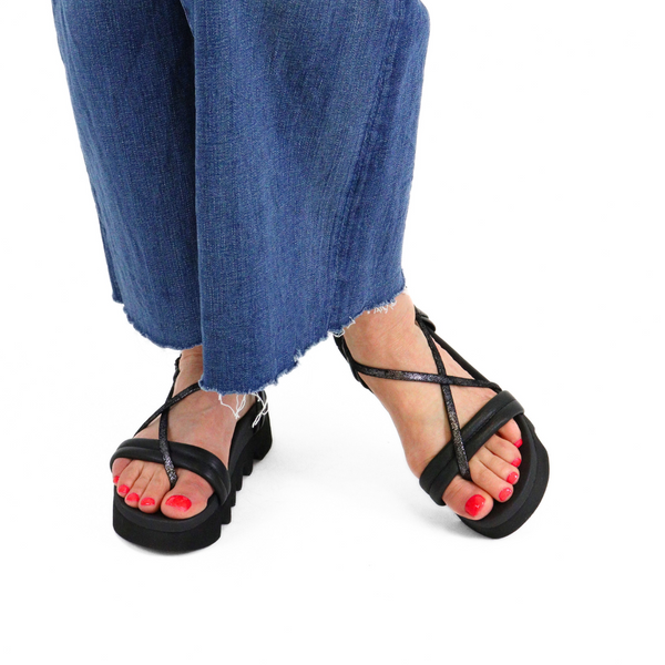 Cadi Nero Pewter Women's Sandals Platforms Bussola    