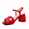 Women's red heeled sandal Block Heel Aise Rojo by WONDERS