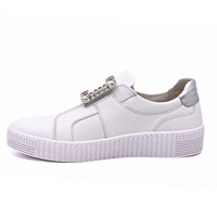 Brilliant Sneaker White Pebbled Leather Women's Sneakers Gabor    