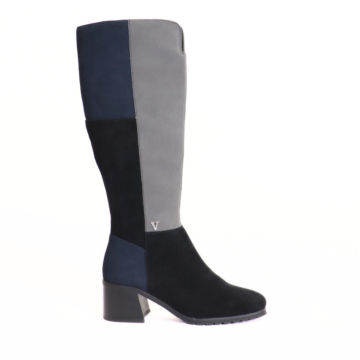 Bailey Black/Navy/Taupe Women's Boots Heels Valdini