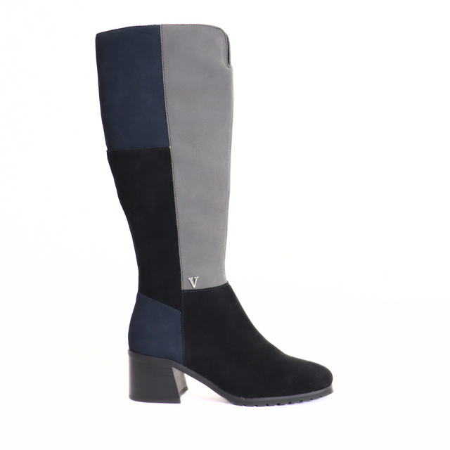Bailey Black/Navy/Taupe Women's Boots Heels Valdini