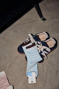 Retro Striped Socks Blue/Pink Gifts + Accessories Socks Soft Park