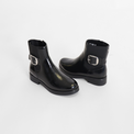 Perle Black Crinkle Patent Women's Boots Valdini