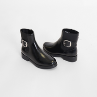 Perle Black Crinkle Patent Women's Boots Valdini
