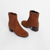 Beau Rust Suede Women's Boots Heels Valdini