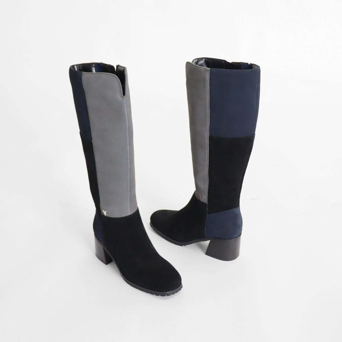 Bailey Black/Navy/Taupe Women's Boots Heels Valdini