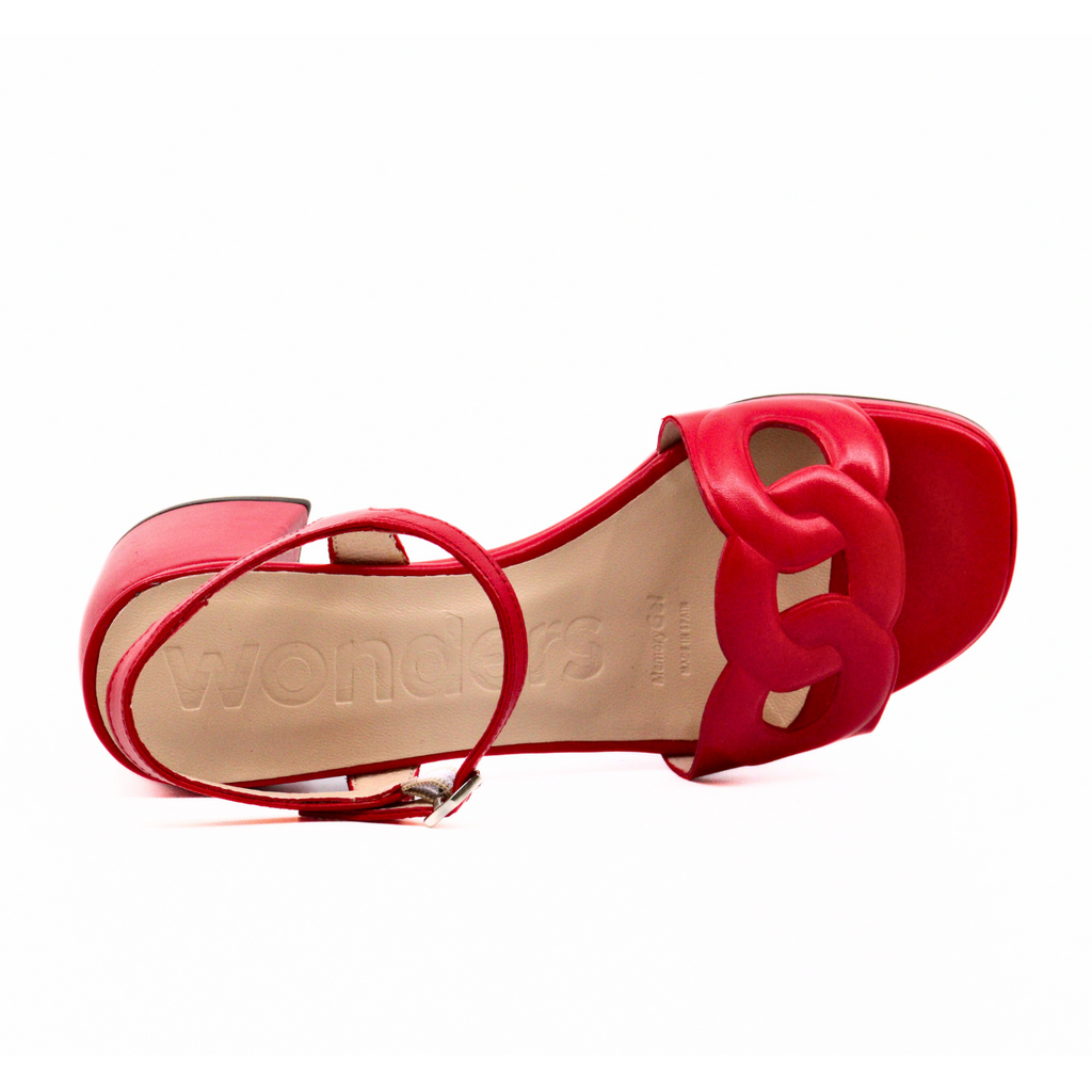 Women's red heeled sandal Block Heel Aise Rojo by WONDERS