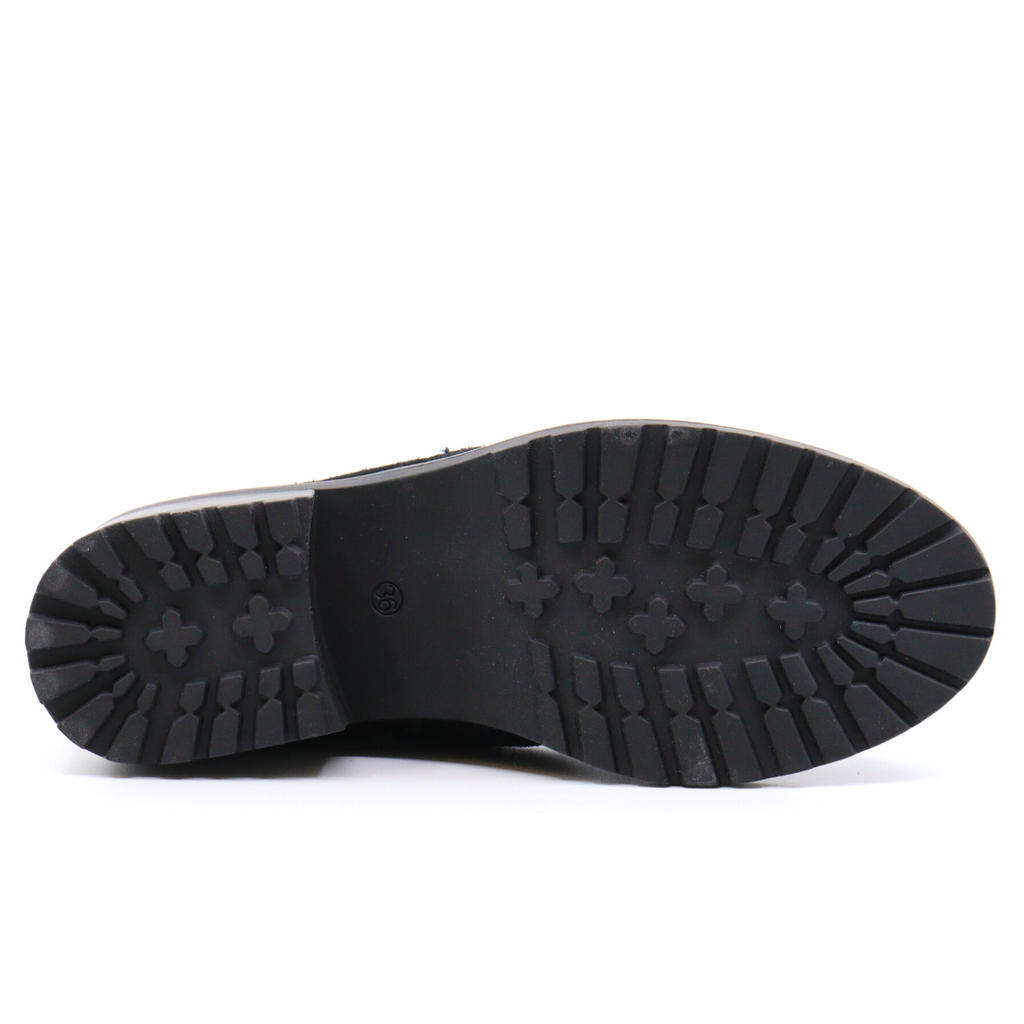 Women's suede waterproof heeled boot DEMI BLACK SUEDE by SALVIA