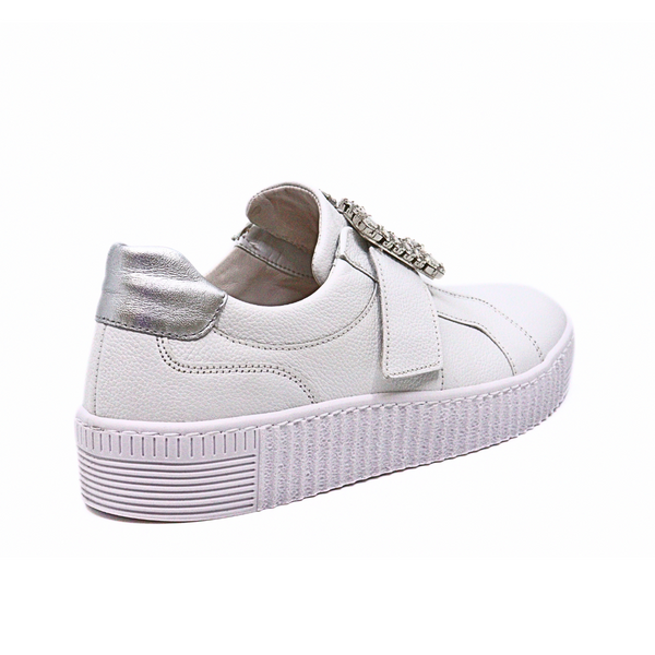 Brilliant Sneaker White Pebbled Leather Women's Sneakers Gabor    