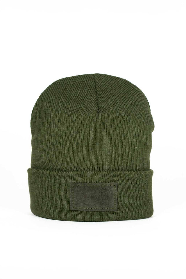 Etta Leather Patch Beanie | Army Green Gifts + Accessories Hair Sister Epic    