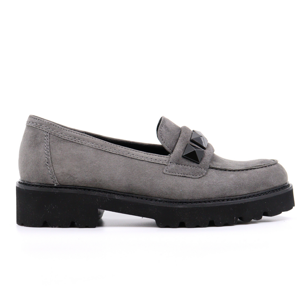 Women's grey suede studded loafer STUDDED LOAFER SOIL by GABOR