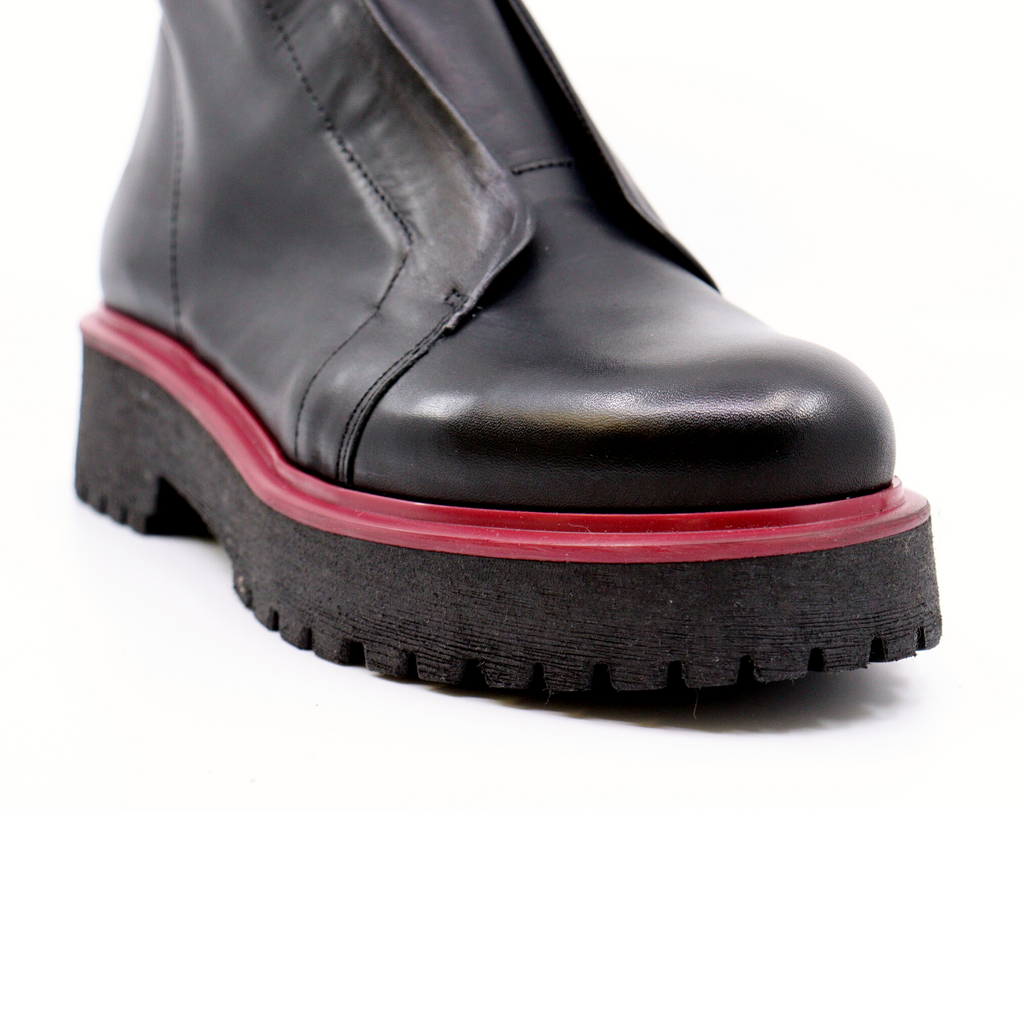 Women's black leather italian luxury KUNI NO LACE BELLA NERO fashion boot by Patrizia Bonfanti