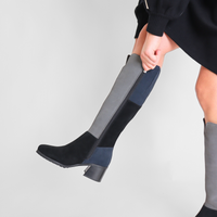 Bailey Black/Navy/Taupe Women's Boots Heels Valdini