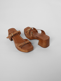 Beck Buckle Clog Cognac Suede Women's Sandals Free People