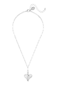 Silver Paperclip Heart Necklace