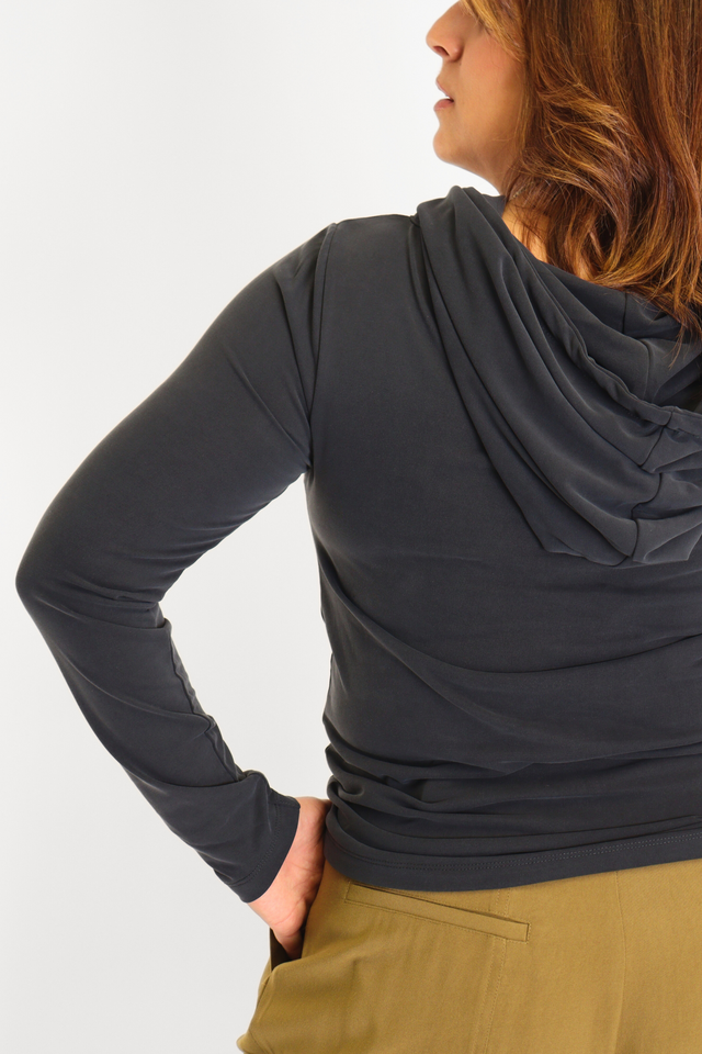 Twist Detail Hooded Top Black Women's Tops Esthé