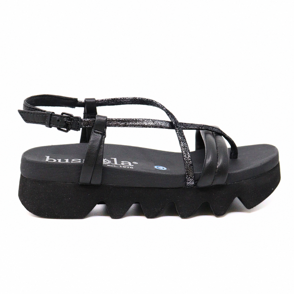 Women's black casual sandal Cadi Nero Pewter by BUSSOLA