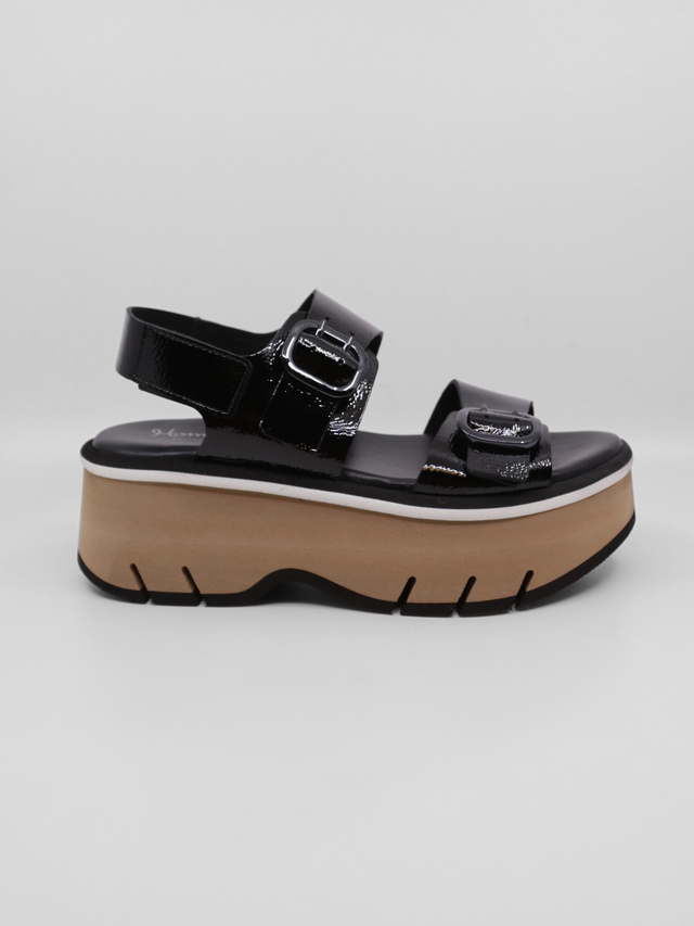 Lucia Reverse Vernice Black Women's Sandals Platforms Homers