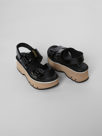 Lucia Reverse Vernice Black Women's Sandals Platforms Homers