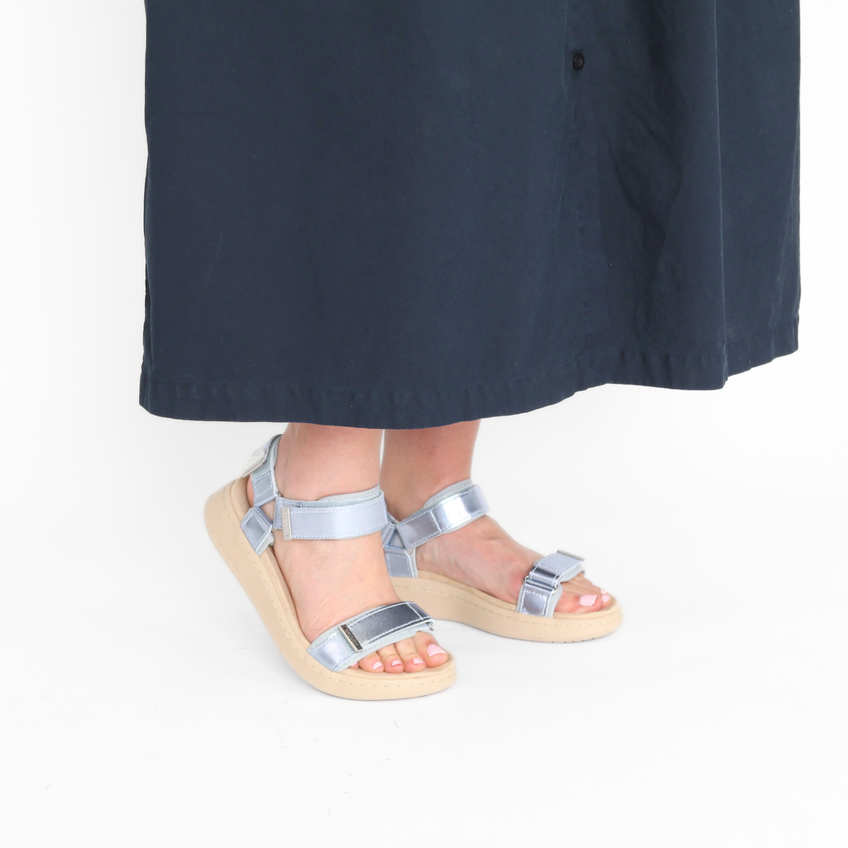 Line Metallic Ice Blue Women's Sandals Woden