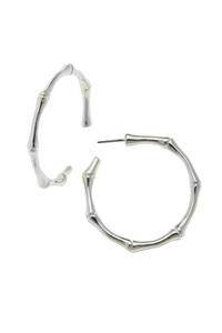 Silver Bamboo Hoop Earrings