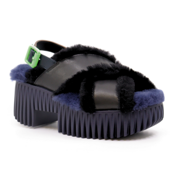 Plia Puffy Black Women's Sandals Platforms 4CCCCEES    