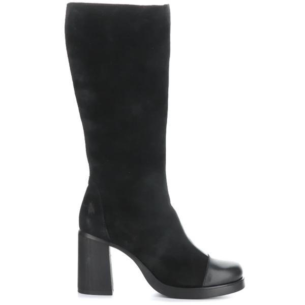 Women's block heeled suede boot SUSI BLACK by FLY LONDON
