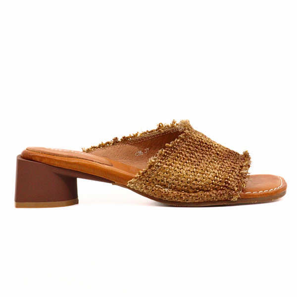 Women's heeled slide Clover Taupe Rafia by ANTELOPE