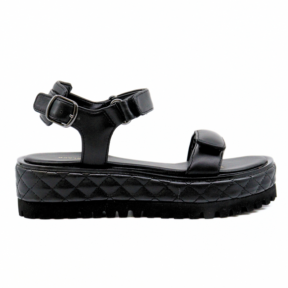 Quilted Vel Black Women's Sandals Platforms All Black    