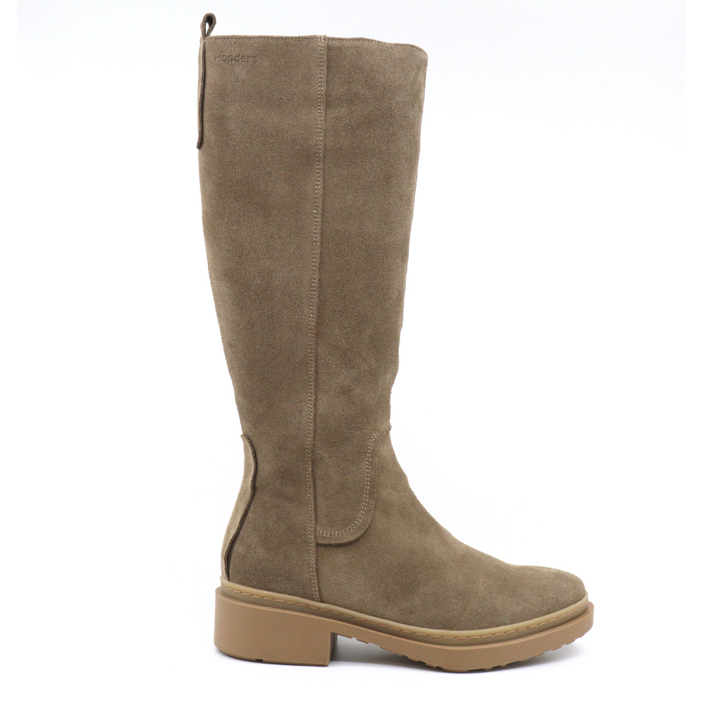 Women's high suede calf boot taupe LUXE TOPO CALF HIGH by Wonders