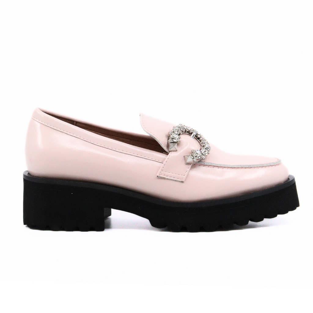Women's soft pink leather loafer LADY BLING LOAFER PINK  by ALL BLACK