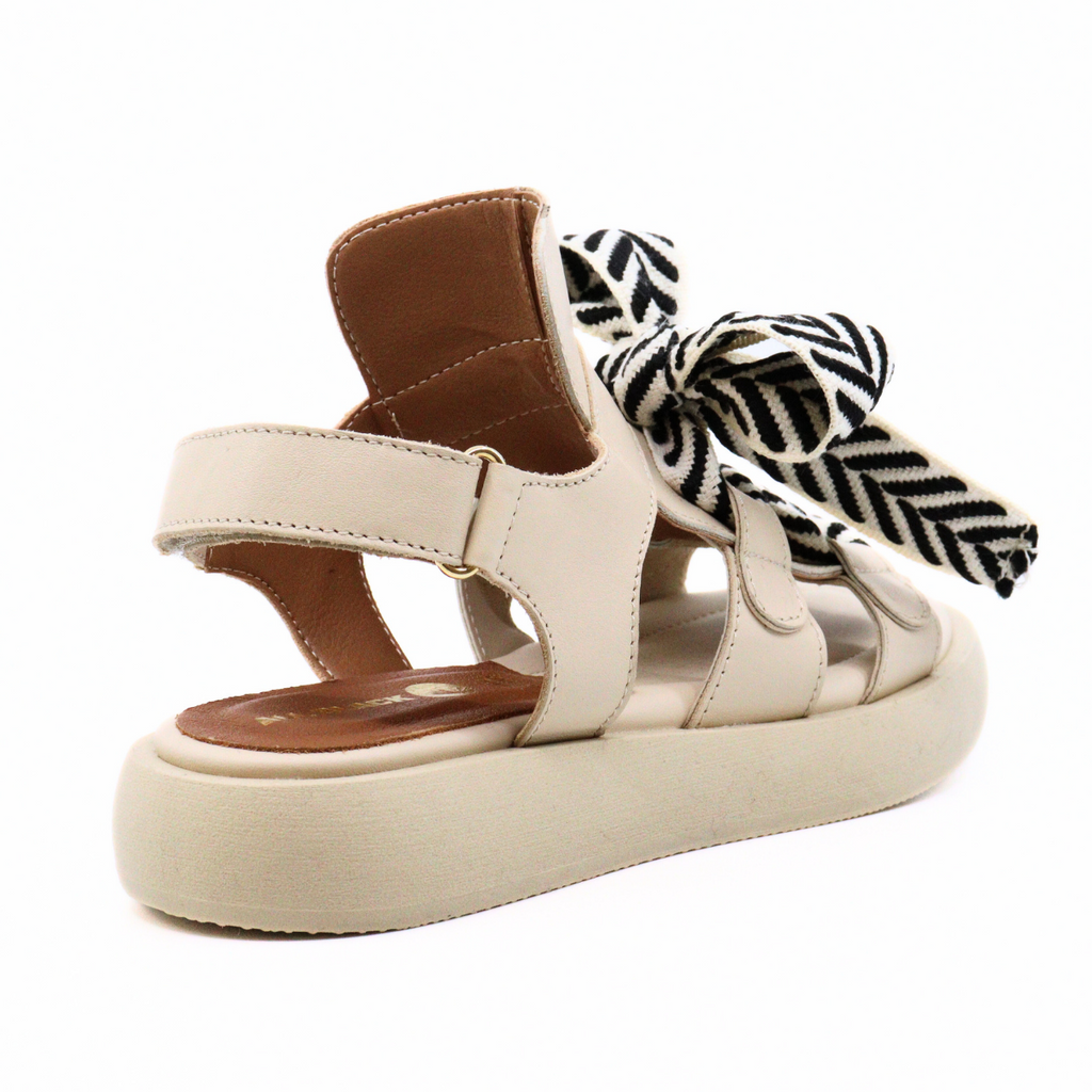 Women's cream leather sandal Bowlace Sandal Ivory by ALL BLACK